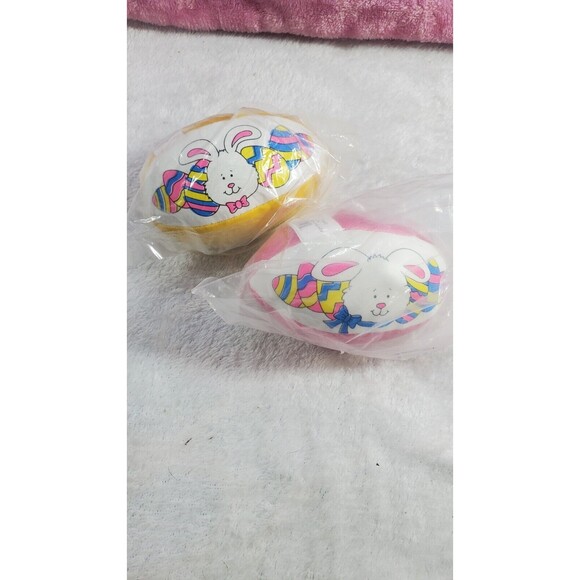 2 pcs Oriental Trading Pink Yellow Small Rabbit Easter Bunny Football - Picture 2 of 7